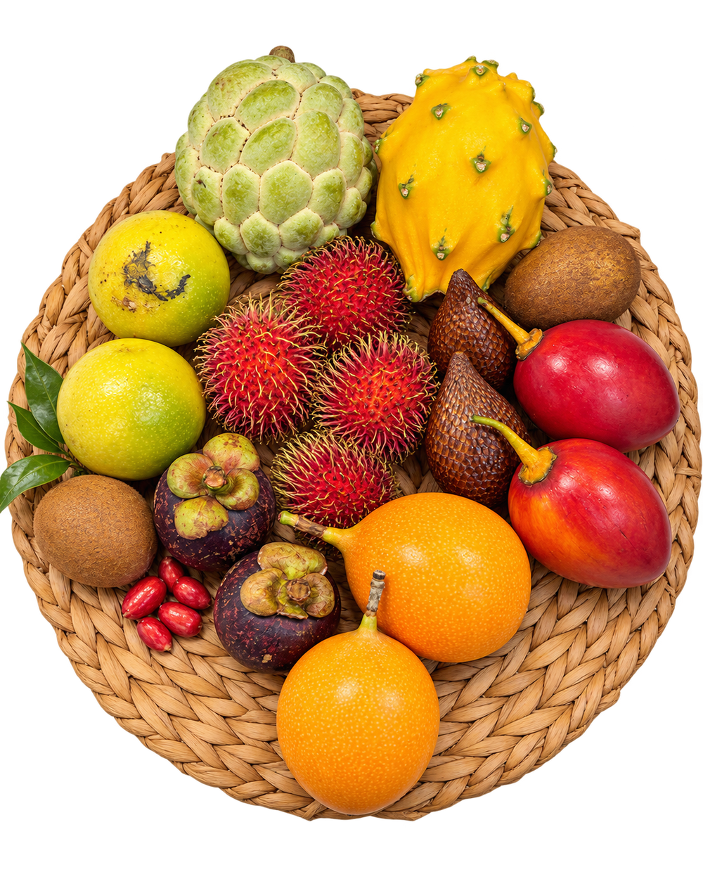 Box Découverte Fruits Exotiques S – 9 variétés de fruits rares, 18 pièces et un sachet de baies du miracle
