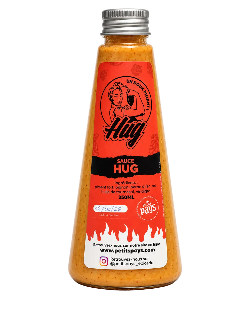 Sauce Hug – L'originale de Guadeloupe (piment fort, herbe à fer) 250 ml