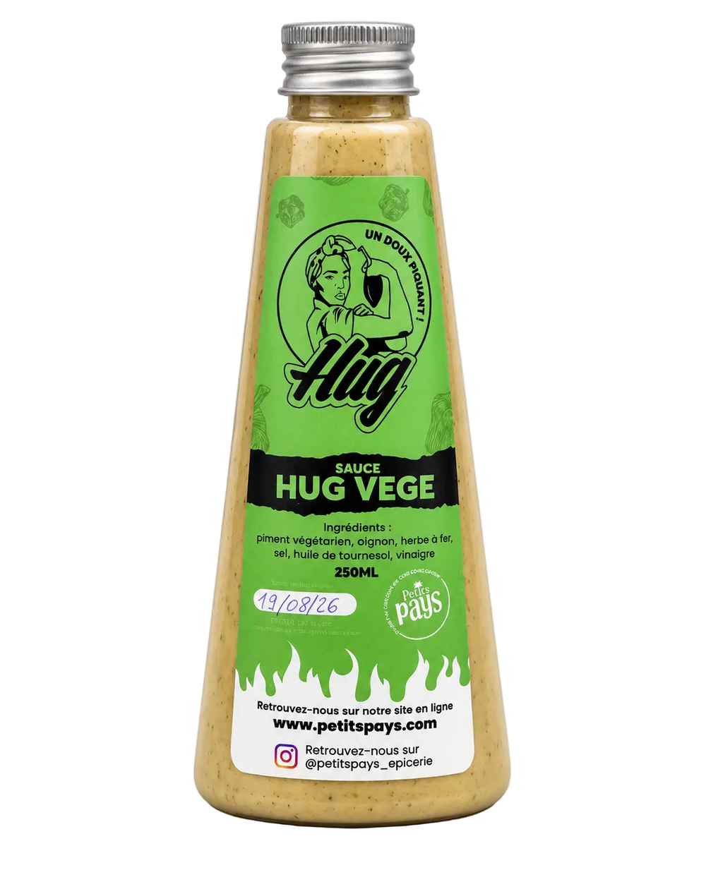Sauce Hug Végé – Piment végétarien vert et herbe à fer, Guadeloupe, 250 ml
