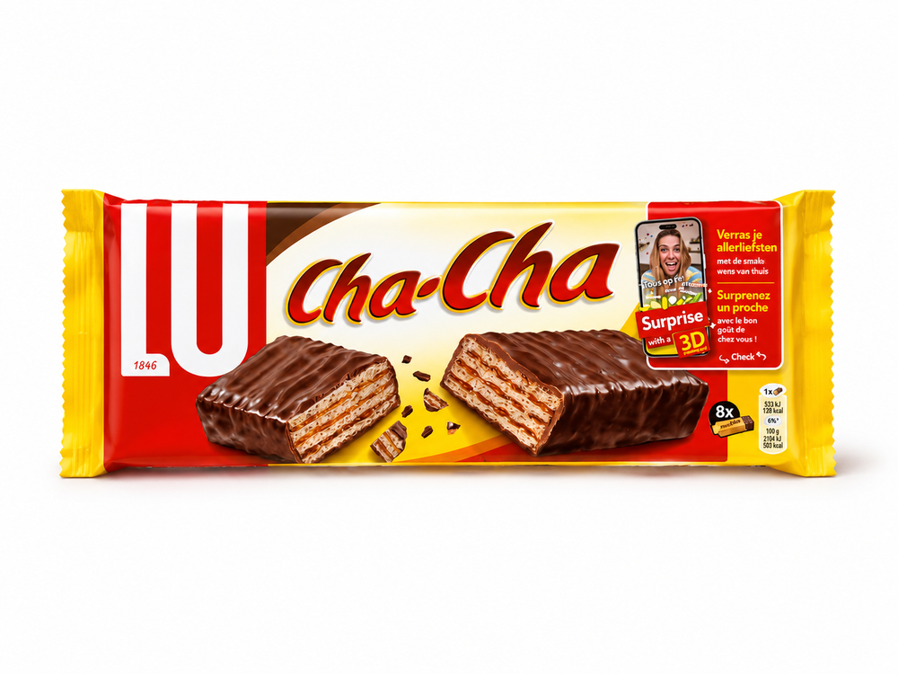 Gaufrette Cha-Cha LU fourrée au caramel et enrobée de chocolat au lait - Croissy Fruits