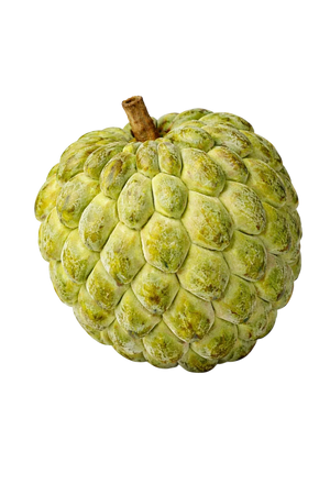 Pomme cannelle de Guadeloupe, fruit vert écaillé à la chair blanche et crémeuse