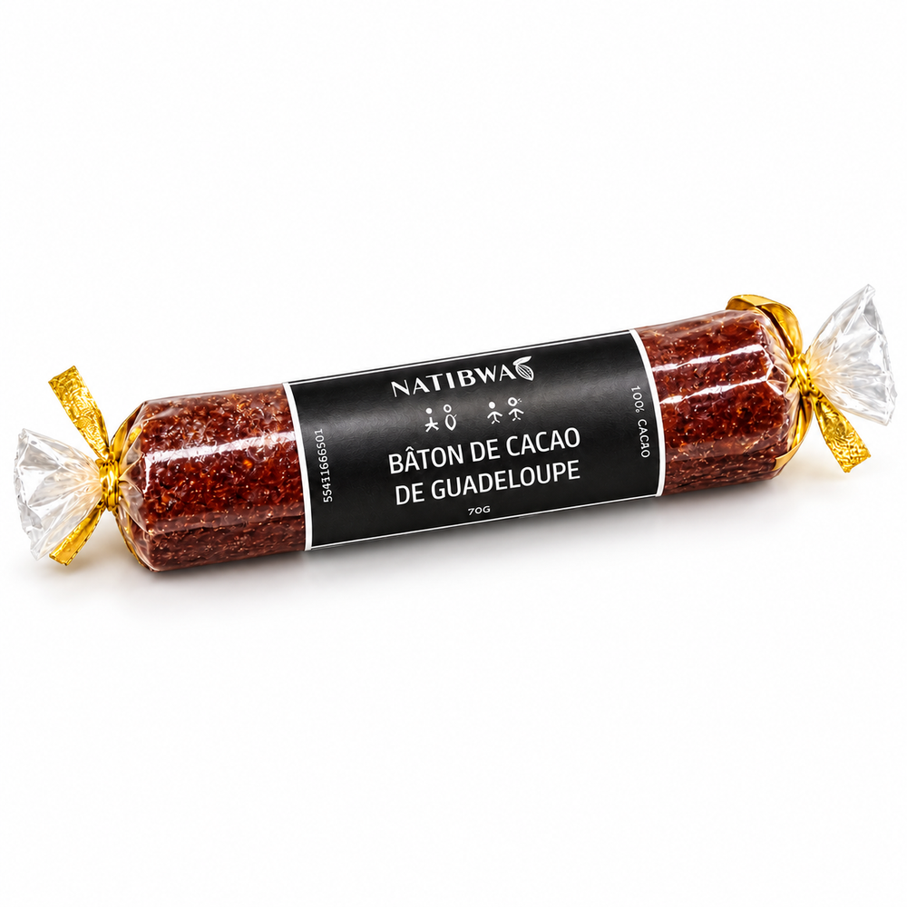 Bâton de cacao de Guadeloupe NATIBWA 70 g — vue sur fond blanc