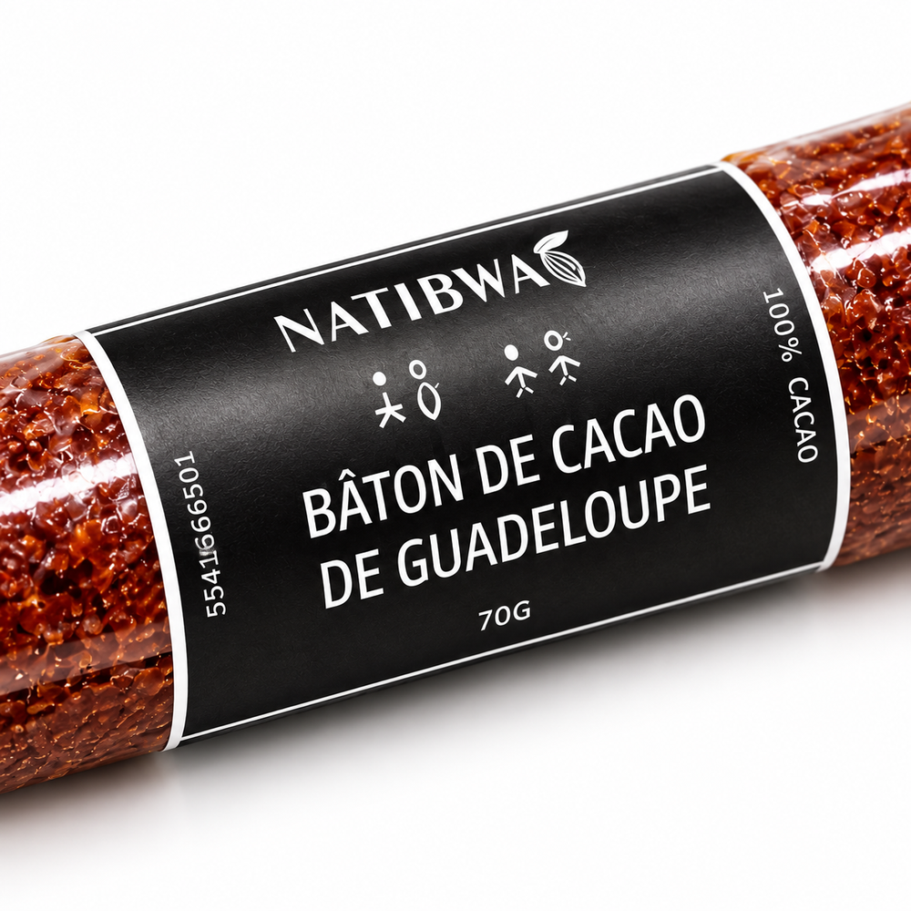 Bâton de cacao de Guadeloupe NATIBWA 70 g — gros plan