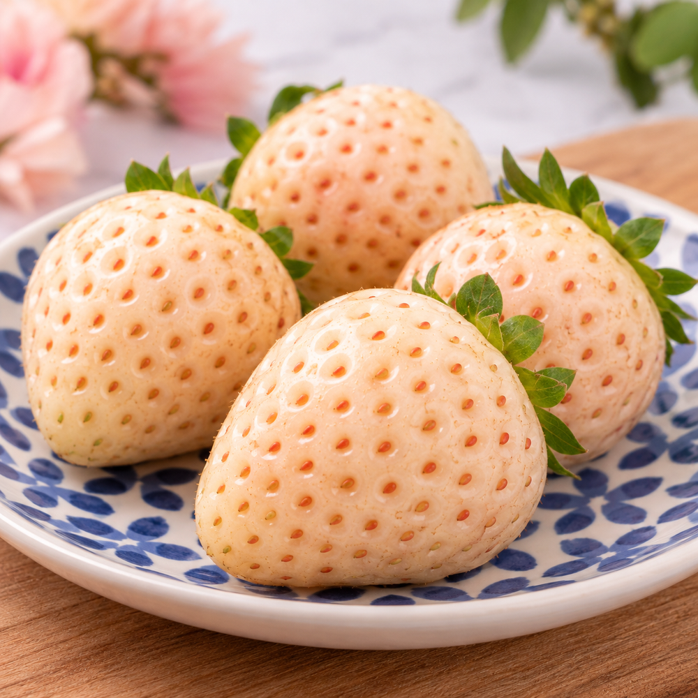 Fraise Blanche 100g (camion frigorifique) — vue rapprochée