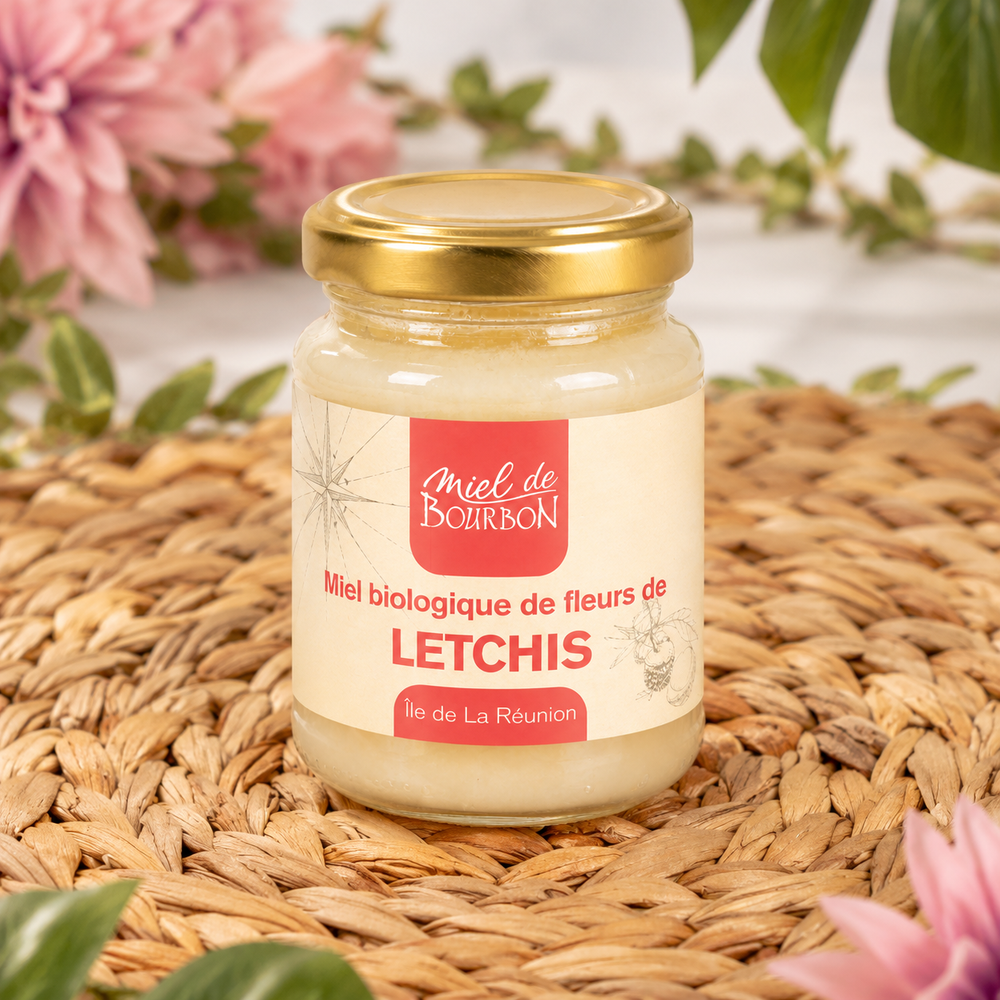Miel Biologique de fleurs de Letchis de la Réunion — mise en scène