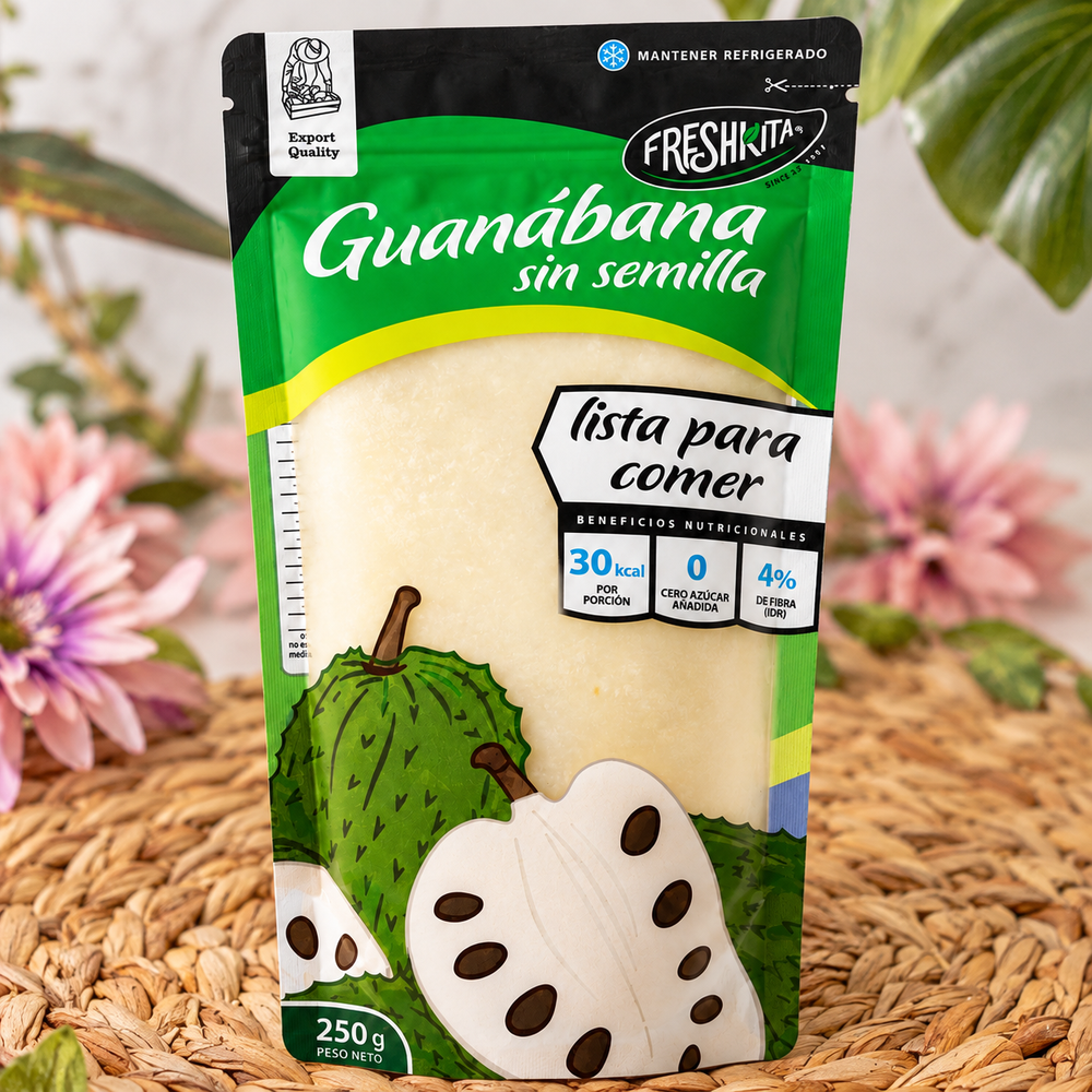 Pulpe de Corossol avec Morceaux – Guanabana d'Équateur 250g — vue rapprochée
