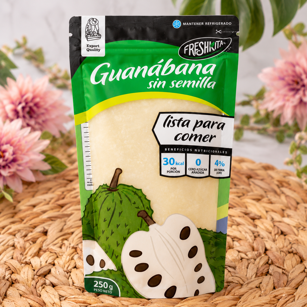Pulpe de Corossol avec Morceaux – Guanabana d'Équateur 250g — mise en scène