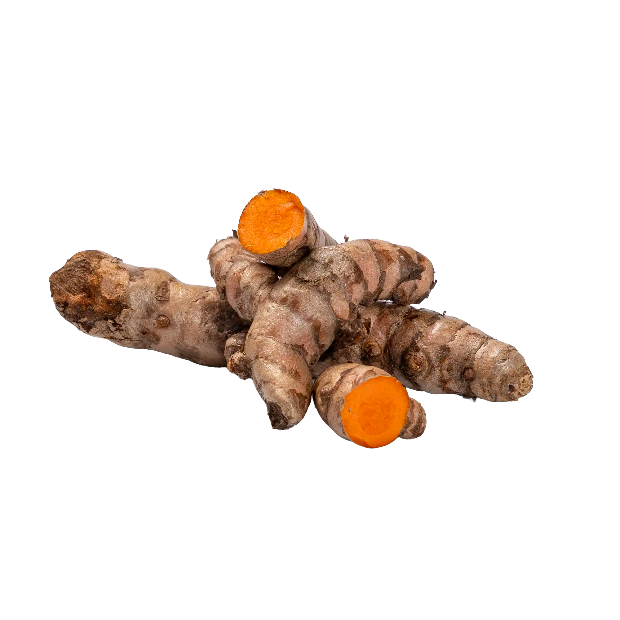 Curcuma frais de Guadeloupe, rhizomes entiers à la chair orange vif