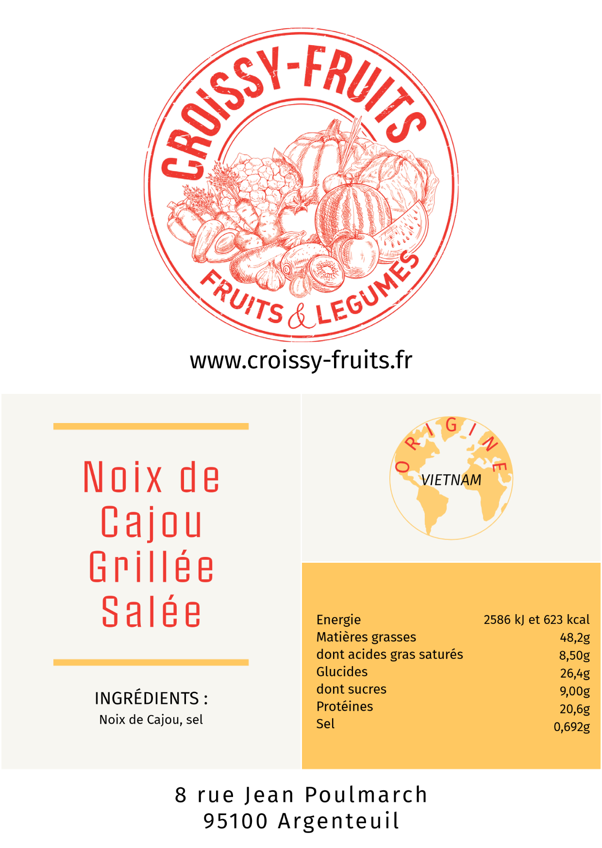 Noix de Cajou Légerement Salées 3kg - Fruits secs 